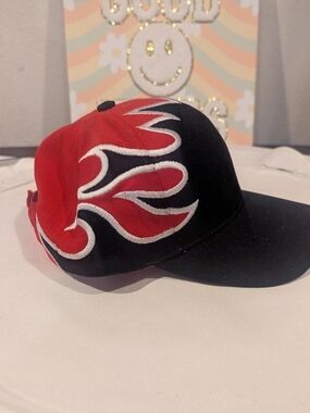 Y2K Black and Red Flame Tribal Baseball Cap